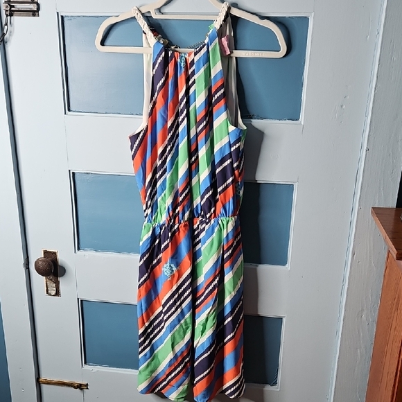 Lilly Pulitzer Kennett Overboard Striped Halter Silk Dress M - Picture 3 of 15